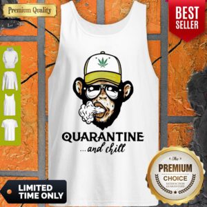 Pretty Monkey Smoking Weed Cannabis Quarantine And Chill Tank Top - Design By Refinetee.com