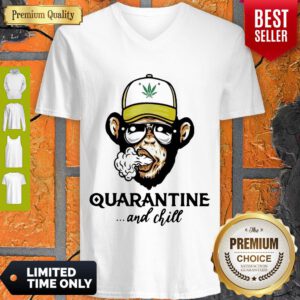 Pretty Monkey Smoking Weed Cannabis Quarantine And Chill V-neck - Design By Refinetee.com