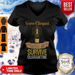 Pretty Veuve Clicquot Helping Me Survive Quarantine Coronavirus V-neck - Design By Refinetee.com