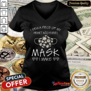 Pro I Sew A Piece Of My Heart Into Every Mask I Make Heart V-neck - Design By Refinetee