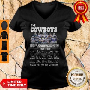 The Cowboys 60th Anniversary 1960 2020 Signature Thank You For The Memories V-neck - Design By Refinetee.com