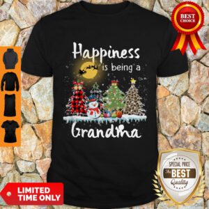 Top Happiness Is Being A Grandma Merry Christmas Snowman Shirt - Design By Refinetee.com
