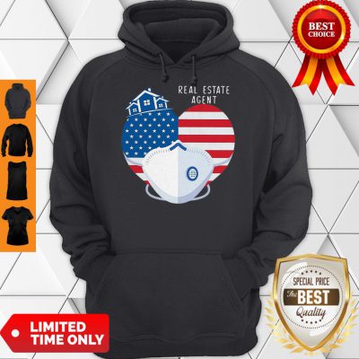 Top Heart American Flag Mask Real Estate Agent Hoodie - Design By Refinetee.com