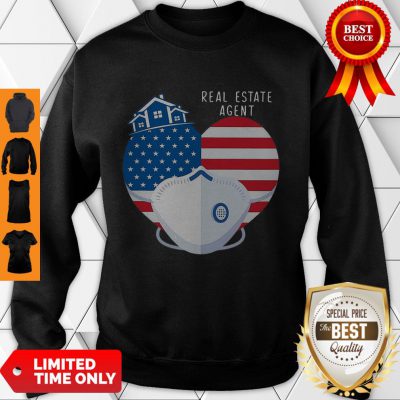 Top Heart American Flag Mask Real Estate Agent Sweatshirt - Design By Refinetee.com