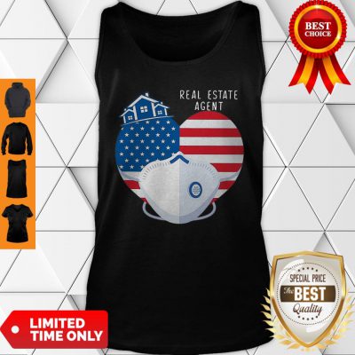 Top Heart American Flag Mask Real Estate Agent Tank Top - Design By Refinetee.com