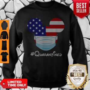 Top Mickey Mouse Mask Quarantined Covid-19 American Flag Sweatshirt - Design By Refinetee.com