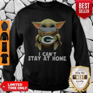 Top Star Wars Baby Yoda Mask Green Bay Packers I Can’t Stay At Home Sweatshirt - Design By Refinetee.com