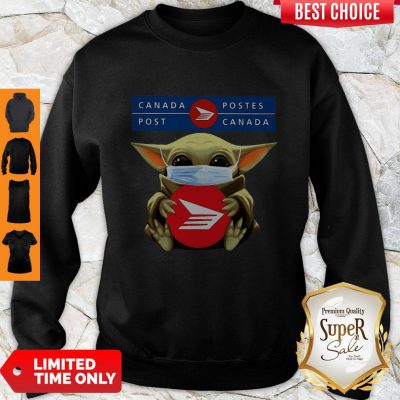 Top Star Wars Baby Yoda Mask Hug Canada Post Covid-19 Sweatshirt - Design By Refinetee.com