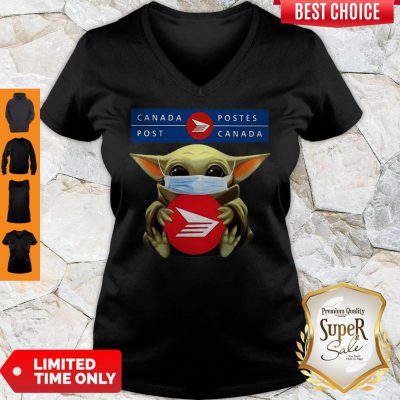 Top Star Wars Baby Yoda Mask Hug Canada Post Covid-19 V-neck - Design By Refinetee.com