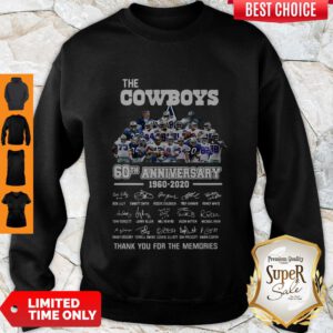 Top The Cowboys 60th Anniversary Thank You For The Memories Signatures Sweatshirt - Design By Refinetee.com