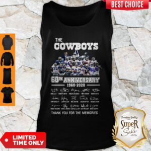 Top The Cowboys 60th Anniversary Thank You For The Memories Signatures Tank Top - Design By Refinetee.com