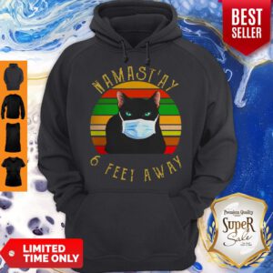 Pro Namastay 6 Feet Away Cat Face Mask Vintage Hoodie
