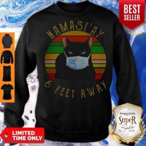 Pro Namastay 6 Feet Away Cat Face Mask Vintage Sweatshirt