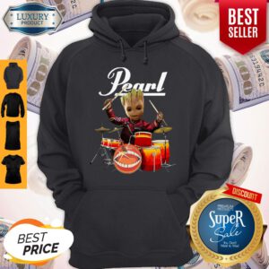 Fretty Baby Groot Show Animal Playing Drum Pearl Hoodie