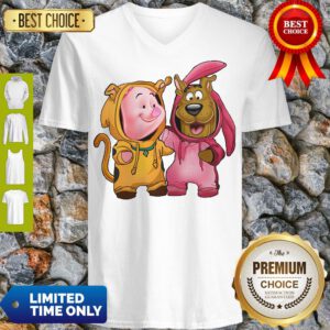 Funny Baby Piglet And Scooby Doo V-Neck