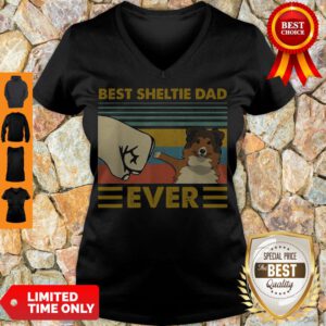Funny Bear Sheltie Dad Ever Vintage V-Neck