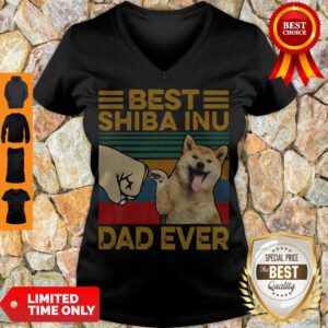 Funny Bear Shiba Inu Dad Ever Vintage V-Neck