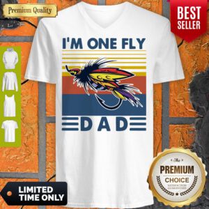 Funny Fishing I’m One Fly Dad Vintage V-Neck