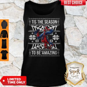 Funny Marvel Spider Man Tis The Season To Be Amazing Ugly Christmas Tank Top