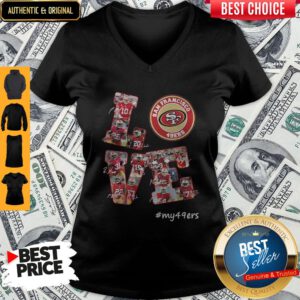 Funny My Love San Francisco 49ers Team Players Signatures V-Neck