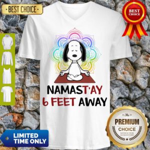 Funny Snoopy Namastay 6 Feet Away V-Neck