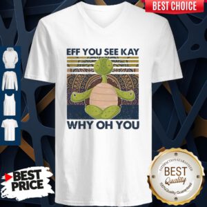 Funny Turtle Meditate Eff You See Kay Why Oh You Vintage V-Neck