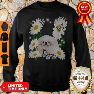 Good White Pekingese Daisy Flower Classic Sweatshirt