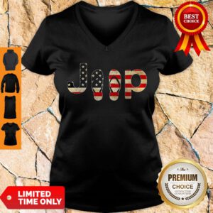 Nice Jeep American Flag Veteran Independence Day V-Neck