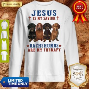 Nice Jesus Is My Savior Dachshunds Are My Therapy Sweatshirt