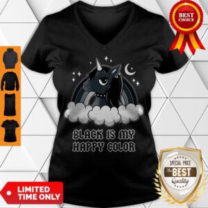 Nice Unicorn Black Is My Happy Color V-Neck