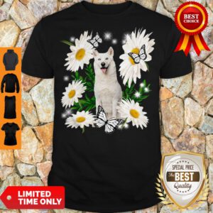 Nice White Siberian Husky Daisy Flower Classic T-Shirt