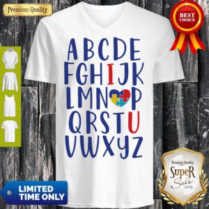 Pretty Alphabet I Love Autism You V-Neck