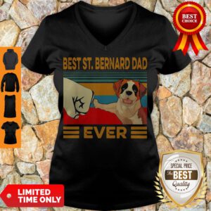 Pretty Bear St Bernard Dad Ever Vintage V-Neck