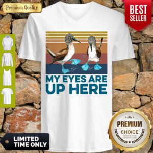 Pretty Blue Footed Boob My Eyes Are Up Here Vintage V-Neck