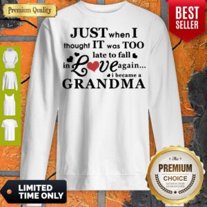 Pretty Just When I Thought It Was Too Late To Fall In Love Again I Became A Grandma Sweatshirt