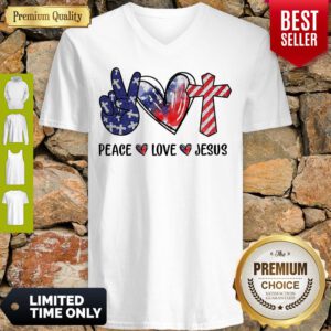 Pretty Peace Love Jesus Diamond V-Neck