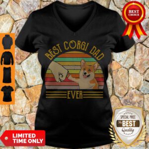 Pro Bear Corgi Dad Ever Vintage V-Neck