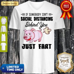 Pro If Somebody Isn't Social Distancing Behind You Just Fart Pig V-Neck