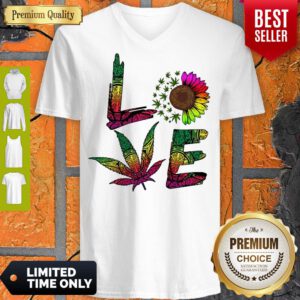 Pro Love Sunflower And Weed Cannabis Marijuana V-Neck