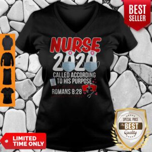 Pro Nurse 2020 Mask Called According To His Purpose Roman 8 28 V-Neck
