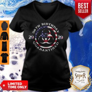 Top 58th Birthday 2020 Quarantined American Flag V-Neck