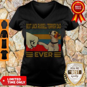 Top Bear Jack Russell Terrier Dad Ever Vintage V-neck