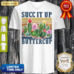 Top Cactus Succ It Up Buttercup Vintage V-Neck