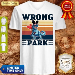 Top Dinosaur T Rex Mickey Wrong Park Vintage V-Neck