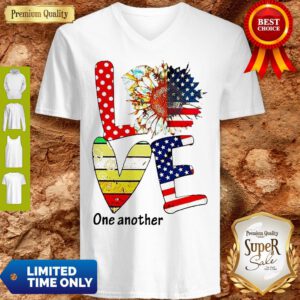 Top Sunflower American Love One Another Vintage V-Neck