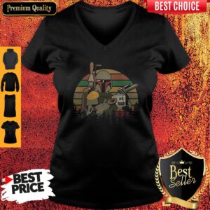 Top The Mandalorian #1 Dad Fathers Day Vintage Sunset V-Neck