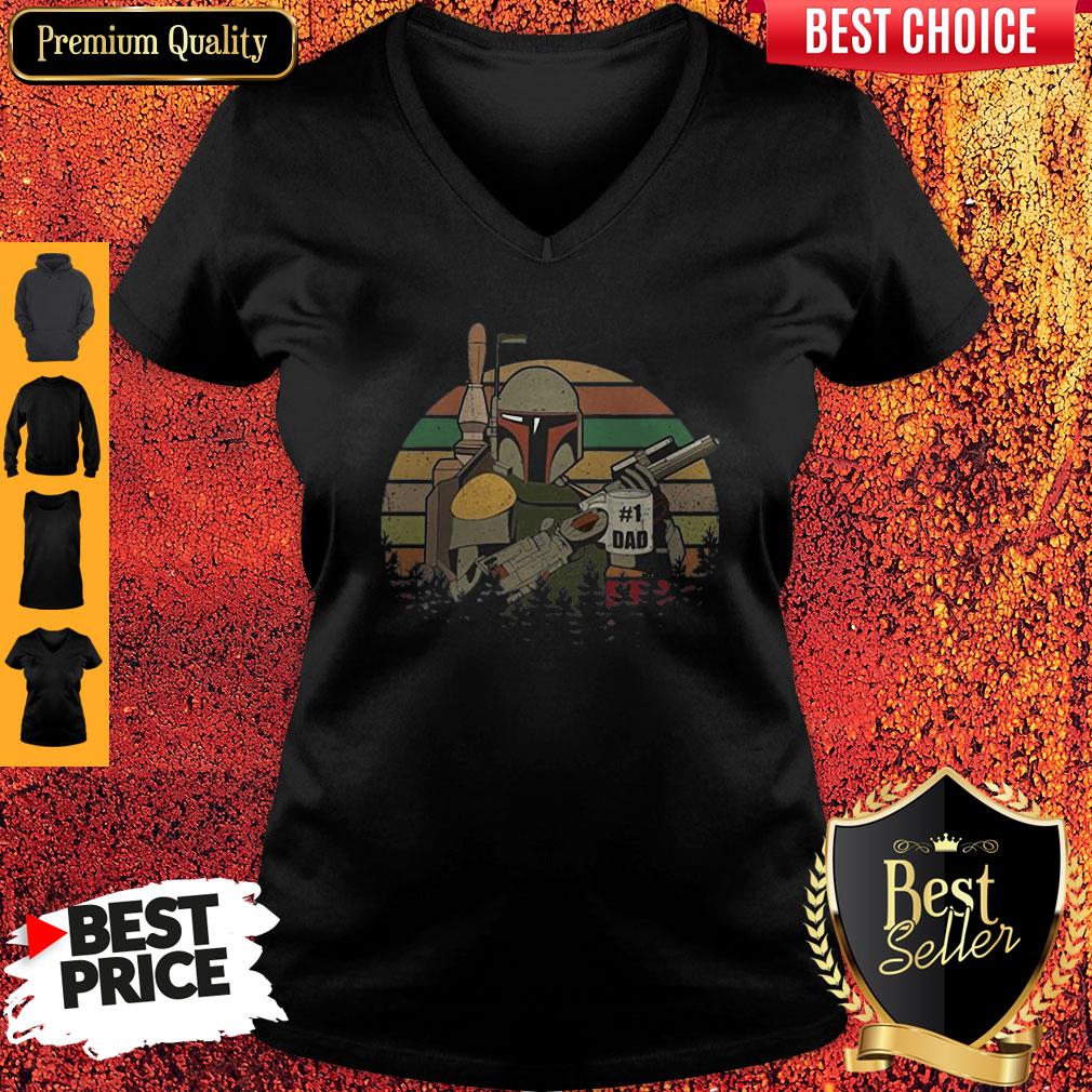 Top The Mandalorian #1 Dad Fathers Day Vintage Sunset V-Neck Top The Mandalorian #1 Dad Fathers Day Vintage Sunset V-Neck