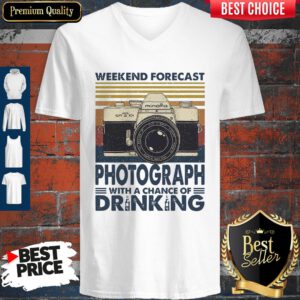 Top Weekend Forecast Photograph With A Chance Of Drinking Vintage V-Neck