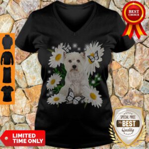 Top Westie Daisy Flower Classic T-V-Neck