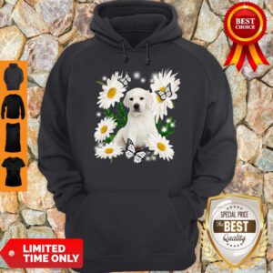 Top White Labrador Daisy Flower Classic T-Hoodie